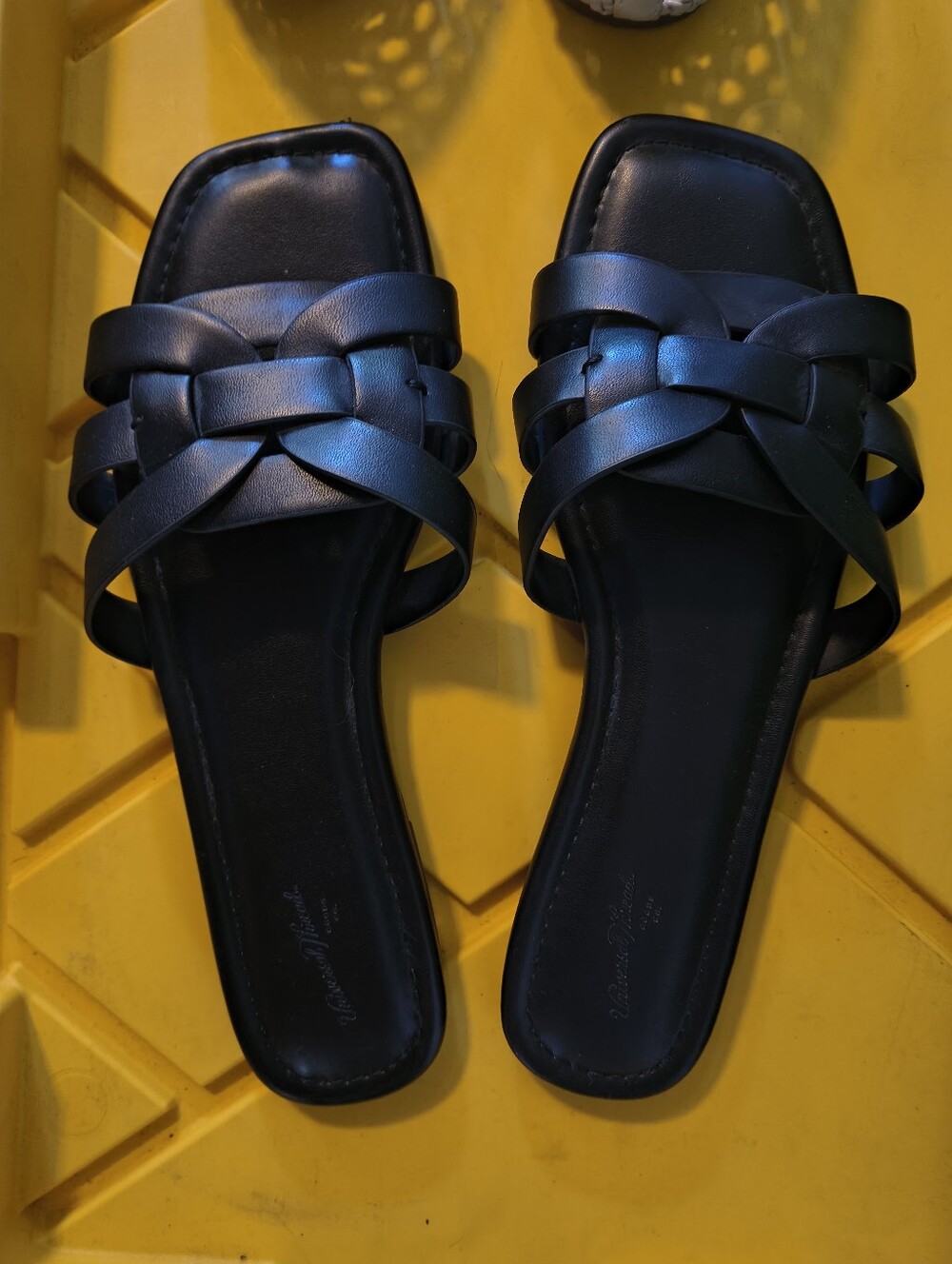 Woven Slide Sandals in Black - Women